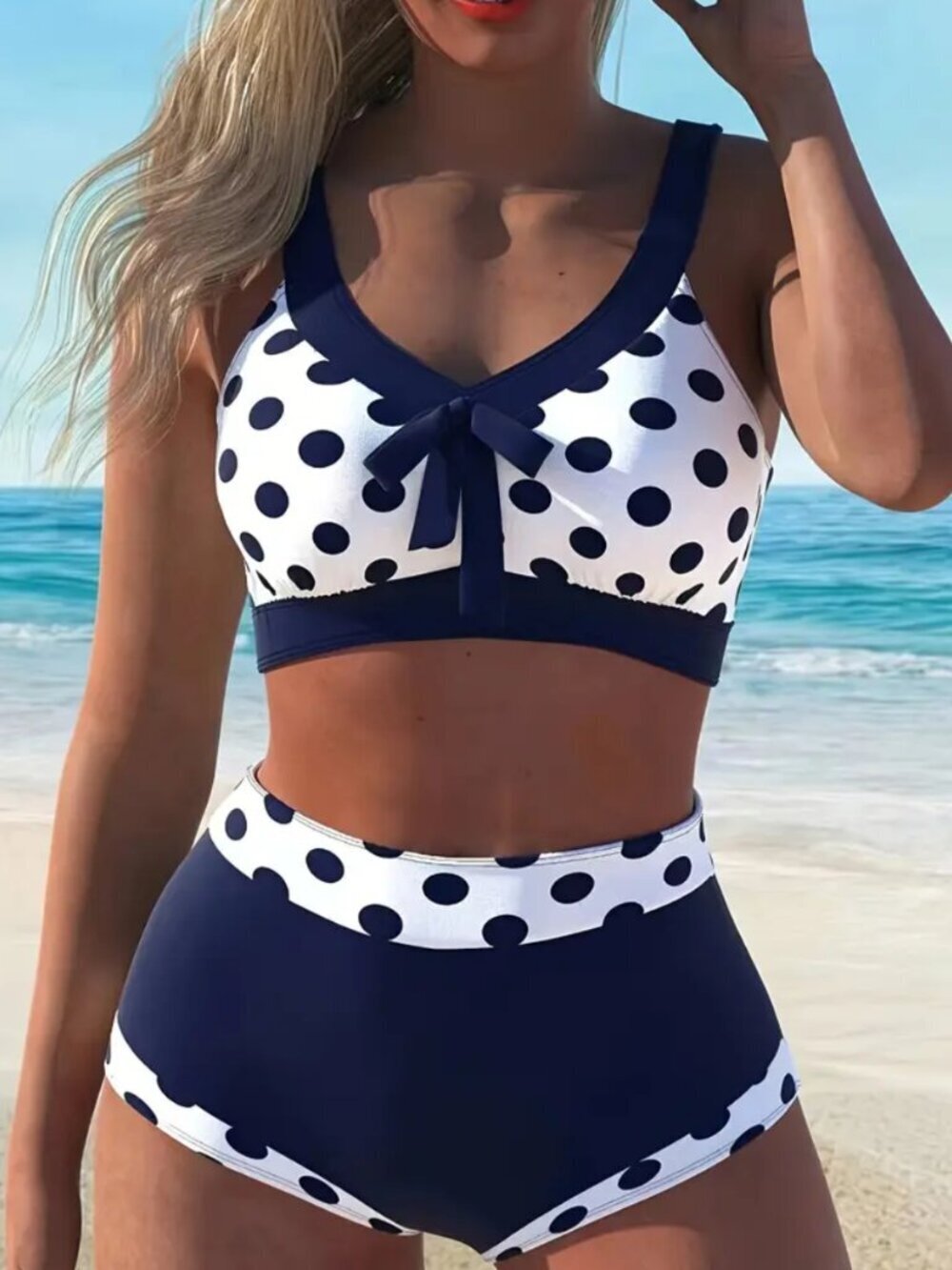 Bowknot Tie Back Strapless Swimsuit 2-piece Size M